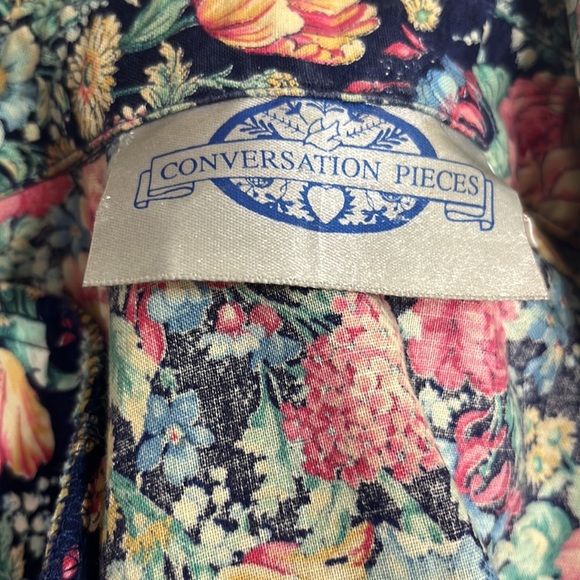 Vintage Conversation Pieces Floral Long Sleeve Ruffle Bodice Button Down Top - Picture 8 of 9